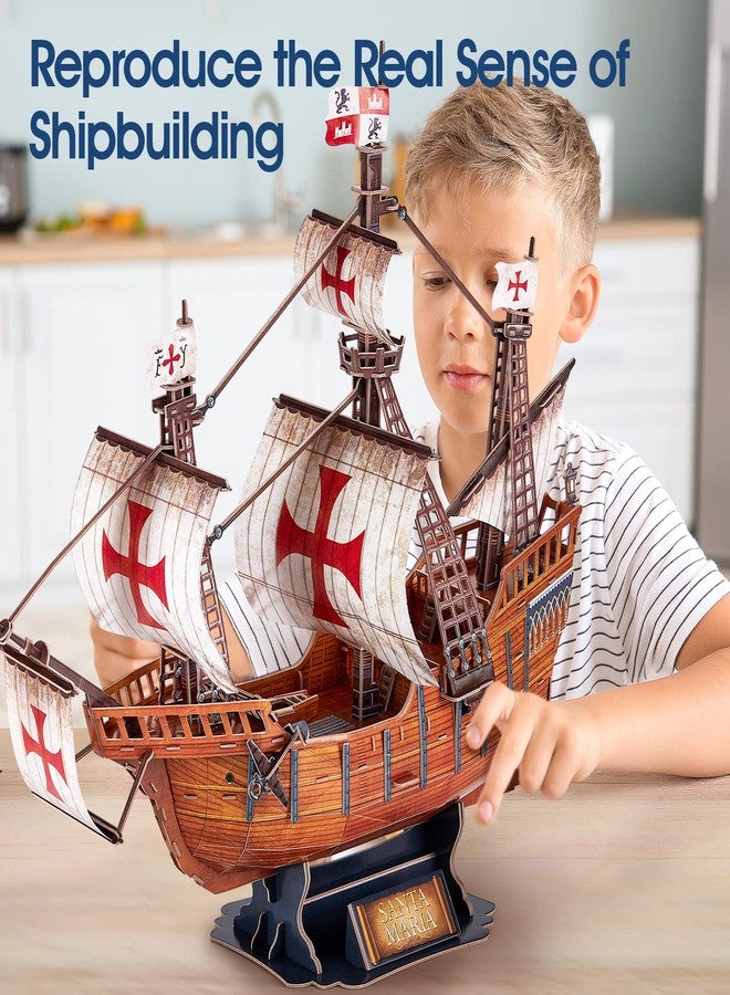 CubicFun 3D Puzzles for Adults Santa Maria Ship Model Spanish Vessel Puzzles for Adults and Kids, Desk Decor Building Kits Brain Teaser Hobby Gifts for Women and Men, 204 Pieces - Image 4